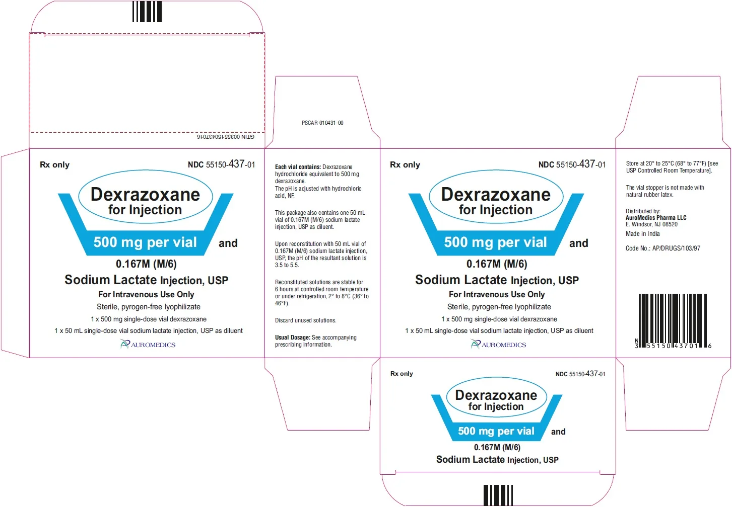 Dexrazoxane 500-Sod Lac 500 mg Sdv Kit 50 ml